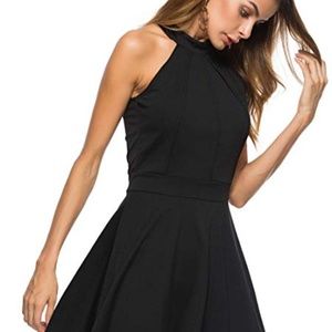 Black Sleeveless Halter Dress